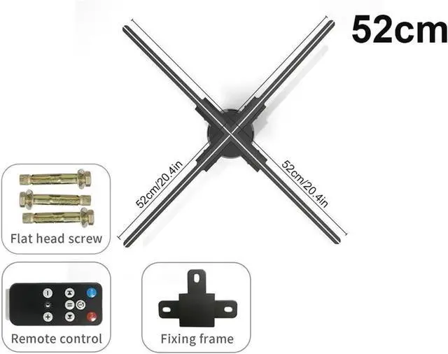 Alt view image 2 of 7 - 45/52/56/60/65cm 3d Holographic Fan, Holographic Projector Multifunctional Advertising Machine Projector Fan Screen Simple Management(52CM)