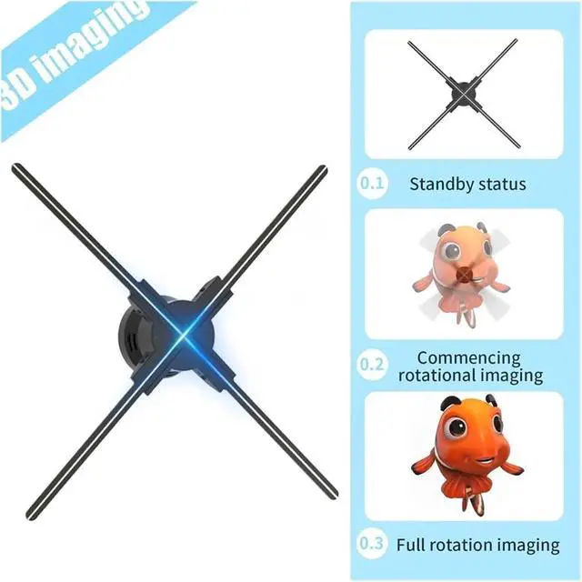 Alt view image 5 of 7 - 45/52/56/60/65cm 3d Holographic Fan, Holographic Projector Multifunctional Advertising Machine Projector Fan Screen Simple Management(52CM)