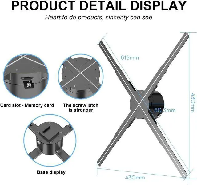 Alt view image 3 of 7 - 62CM/24.4in Wifi 3D Holographic Projection Fan Led Advertising Display Holographic Light Remote Control Player 3D Support Image Vide Simple Management(P62 advertising light)