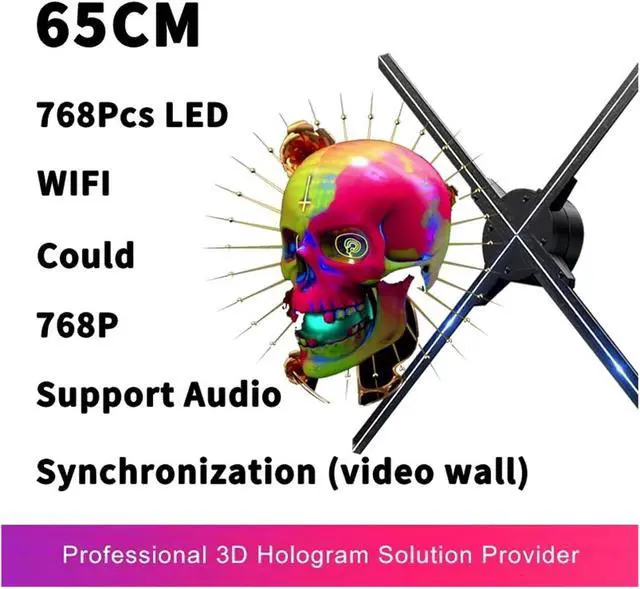 Alt view image 2 of 5 - 65CM Hologram Projector, 1152Pcs/768pcs LED WIFI Hologram, 3D Holographic Projector Fan, Display Holographic Fan Advertising Light Simple Management(HD 65CM 768pcs LED)