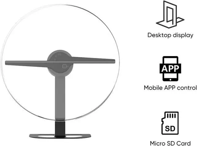 Alt view image 7 of 7 - 3D Fan Hologram Projector 32cm 2 Fan Blade Wall-mounted Wifi Led Signs Lamp 224 LED Holographic Advertising Machine Simple Management