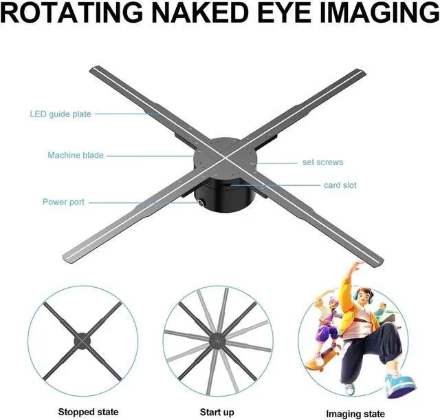 Alt view image 2 of 7 - 62CM/24.4in Wifi 3D Holographic Projection Fan Led Advertising Display Holographic Light Remote Control Player 3D Support Image Vide Simple Management(P62 advertising light)