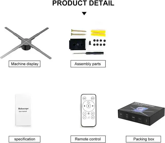 Alt view image 7 of 7 - 62CM/24.4in Wifi 3D Holographic Projection Fan Led Advertising Display Holographic Light Remote Control Player 3D Support Image Vide Simple Management(P62 advertising light)