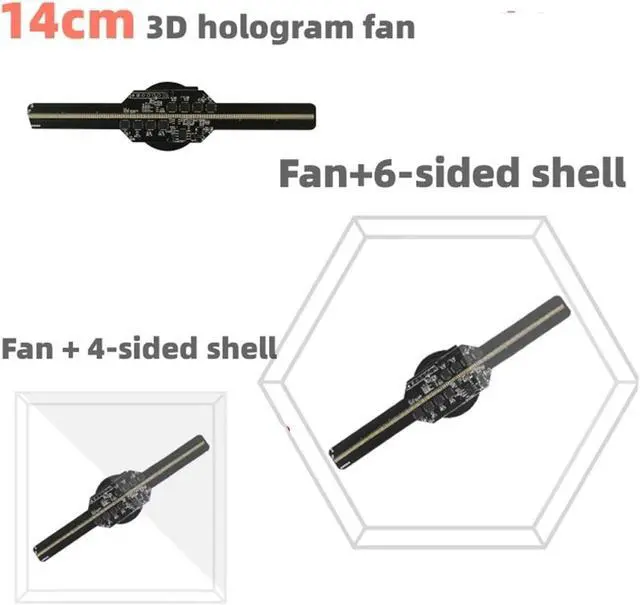 Alt view image 6 of 7 - 14*14CM Turning Around 3d Hologram Fan 2 Blades 360 Degree LED Holographic Advertising Projector With Mobile APP Simple Management(Model A)