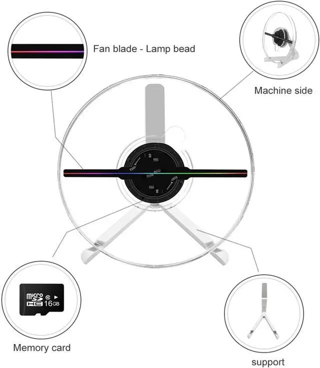 Alt view image 2 of 7 - 3D Holographic Fan, Screen Rotating Display Air Virtual Stereoscopic Imaging Led Projector, Wifi Outdoor Advertising Machine Simple Management
