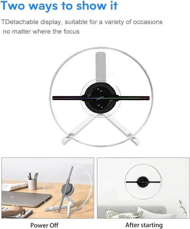 Alt view image 4 of 7 - 3D Holographic Fan, Screen Rotating Display Air Virtual Stereoscopic Imaging Led Projector, Wifi Outdoor Advertising Machine Simple Management