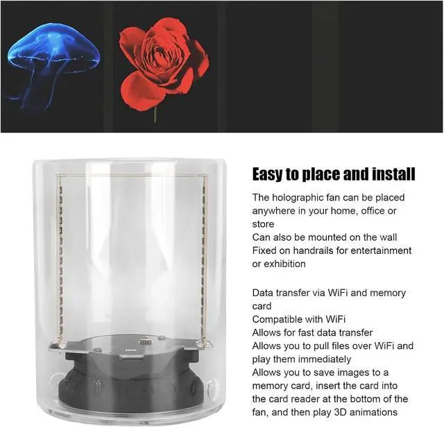 Alt view image 2 of 5 - 3D Hologram Fan 1080x160P 160 LEDs 3.9inch Diameter WiFi APP 3D Advertising Player For Business Store Shop Bar Simple Management