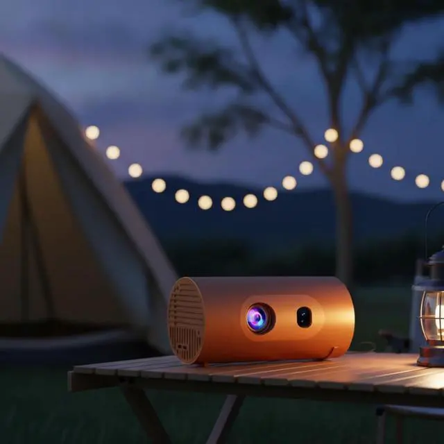 Alt view image 3 of 7 - Portable Home Mini Video Cinema With Aluminum Alloy Body Lightweight Build And Rear Strap Point suitable gaming presentations home entertainment , Orange , US Plug