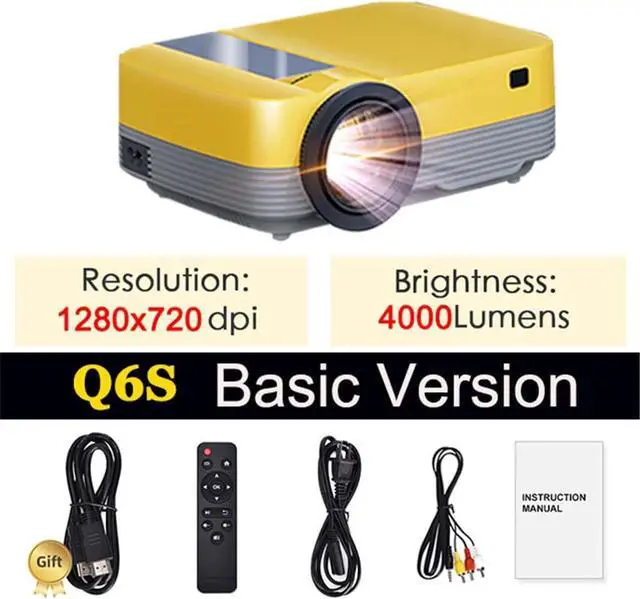 Alt view image 2 of 6 - Q6S Video Projector for Movie Home Cinema Full 1080P Supported Airplay Android 10 TV BOX optional Beamer