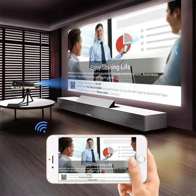 Alt view image 3 of 7 - Projector Mini Android 9.0 4000mAh battery,Support 4K Miracast Airplay Mobile Video Beamer