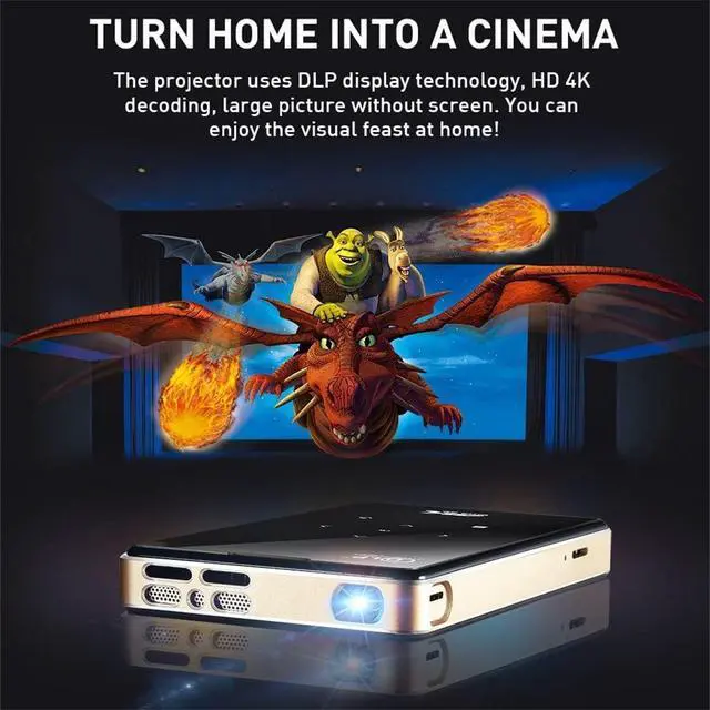 Alt view image 5 of 7 - Projector Mini Android 9.0 4000mAh battery,Support 4K Miracast Airplay Mobile Video Beamer