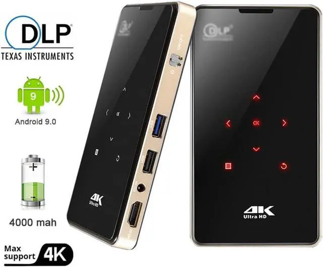 Alt view image 7 of 7 - Projector Mini Android 9.0 4000mAh battery,Support 4K Miracast Airplay Mobile Video Beamer