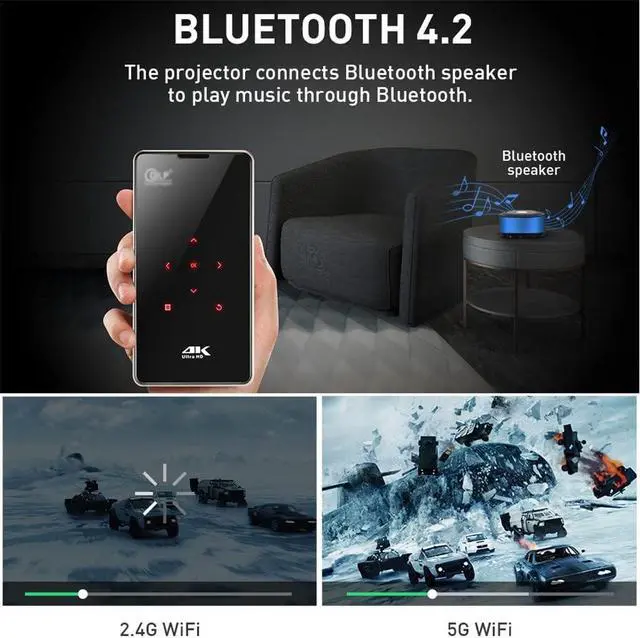 Alt view image 6 of 7 - Projector Mini Android 9.0 4000mAh battery,Support 4K Miracast Airplay Mobile Video Beamer