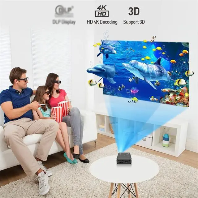 Alt view image 3 of 7 - Mini Projector 4K DLP Android 9.0 Support video Beamer Mobile Phone with Battery