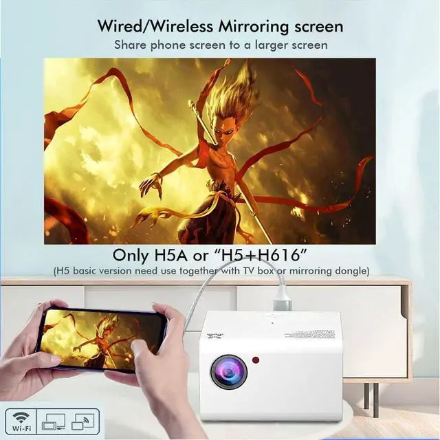Alt view image 6 of 7 - H5 Mini Led Projector 1920*1080p Resolution Support Full Video Beamer for Home Cinema Theater Pico Movie Projectors