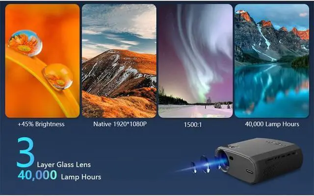 Alt view image 6 of 7 - V50 Portable 5g Projector Mini Smart Real 1080p Full Movie Proyector 200'' Large Screen Led Projectors