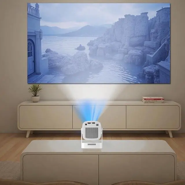 Alt view image 3 of 5 - 4K Projector, 260 ANSI Lumen, HY260Pro Smart Portable Projector with Auto Focus and Keystone Correction, Wireless Projector, Short Throw, 200 in, Remote Control, 7.7 x 4 in / 19.6 x 10.1 cm