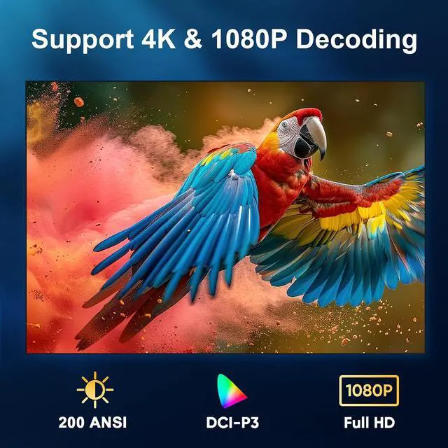 Alt view image 5 of 6 - Mini Projector, FHD 1080P Supported, Movie Projector for Home Theater