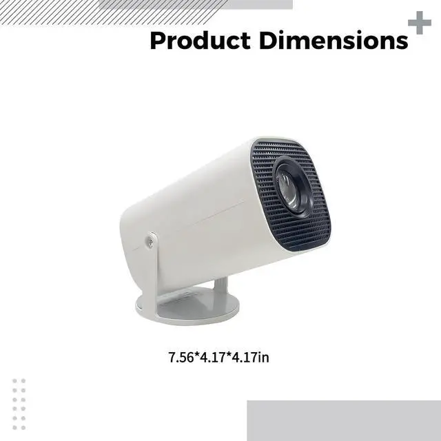 Alt view image 3 of 5 - Mini Portable Smart Projector with 4K Support, Built in Android, 720P Clarity, 180° Projection Angle, WiFi6, Wireless Streaming, Remote Control, 7.6 x 4.2 x 4.2 in, 192 x 106 x 106 mm