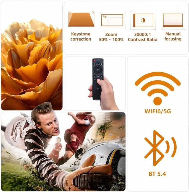 Alt view image 3 of 5 - Mini Projector, Smart Touch Screen Portable Projector A5pro ,for Bedroom/Outdoor(WHITE)