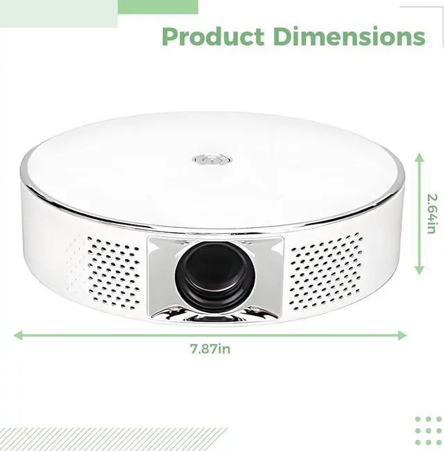 Alt view image 3 of 5 - Mini Projector, Portable Movie Projector with Smart Control, Auto Focus and ±40° Keystone Correction, Wireless Mirroring, 720P 1080P Supported, 200 ANSI, 7.9 x 2.6 in / 200 x 67 mm