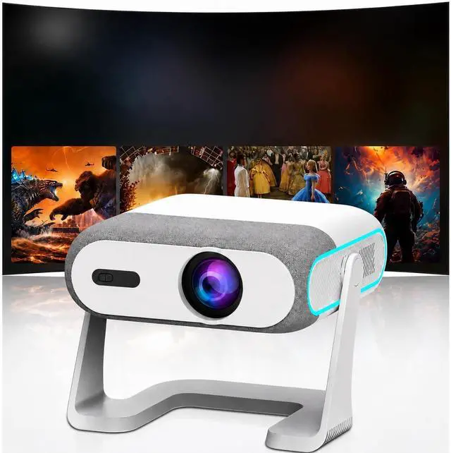 Alt view image 2 of 6 - Smart 4K Projector with WiFi Android 14 Outdoor/Home Theater