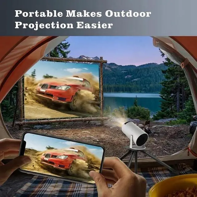 Alt view image 6 of 6 - Mini 210° Smart Projector with Extra Large-Screen Display, Smart Projector with WiFi,Supports 4K, 210° Rotatable Portable Projector with Built-in Apps & Auto Keystone for Home Outdoor (White)