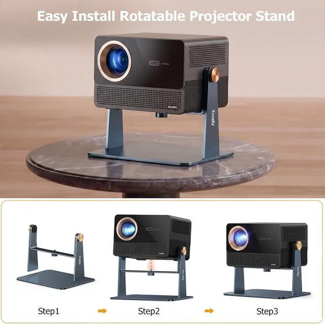 Alt view image 7 of 7 - CR67 Smart Projector Bundle with Projector Stand Table,4K Projector with WiFi and Bluetooth,3500 ANSI,Official Licensed Google TV,AI Image Correction,Movie Cinema for for Home Theater Bedroom