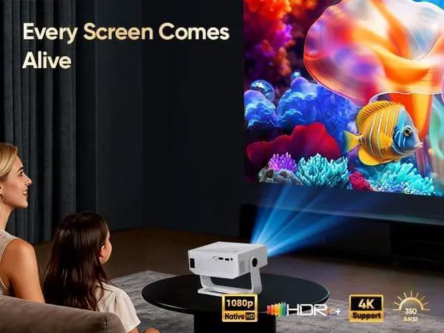 Alt view image 5 of 7 - Wielio Native 1080P Portable Projector, WiFi Bluetooth Mini Movie Projector for Home Camping