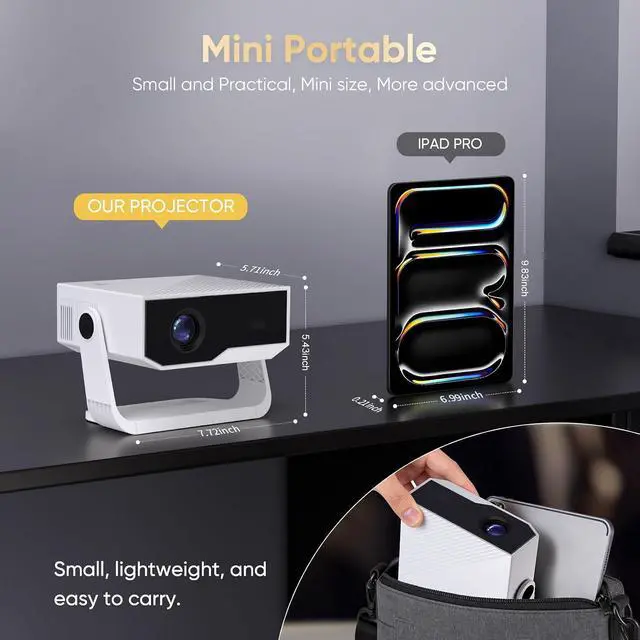 Alt view image 7 of 7 - Wielio Native 1080P Portable Projector, WiFi Bluetooth Mini Movie Projector for Home Camping