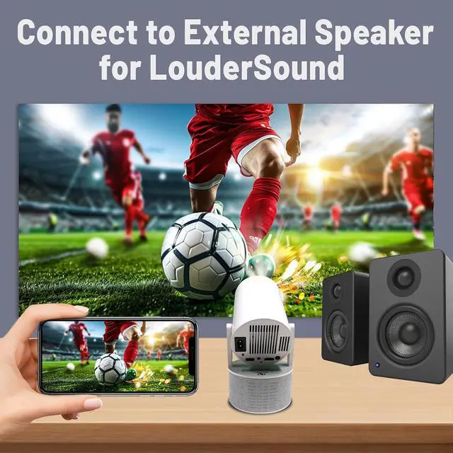 Alt view image 3 of 7 - Portable Projector with Microphones KTV Projector 1080P 4K Android 11.0 Built-in, 180° Rotation, Bluetooth 5.0, Includes Microphones, Remote Control Included