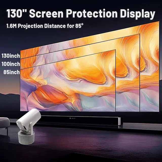Alt view image 7 of 7 - Portable Projector with Microphones KTV Projector 1080P 4K Android 11.0 Built-in, 180° Rotation, Bluetooth 5.0, Includes Microphones, Remote Control Included