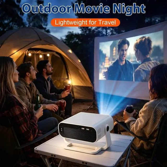 Alt view image 3 of 7 - Wielio Portable Projector, Native 1080P HD WiFi Bluetooth Movie Projector for Home Outdoor