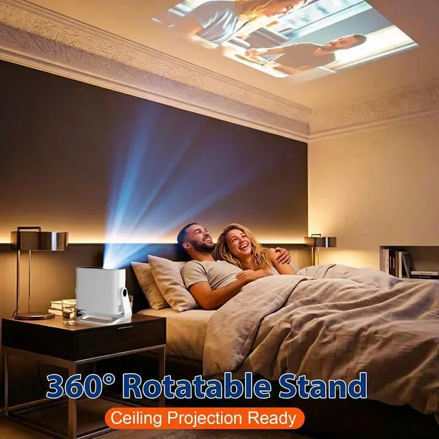 Alt view image 6 of 7 - Wielio Portable Projector, Native 1080P HD WiFi Bluetooth Movie Projector for Home Outdoor