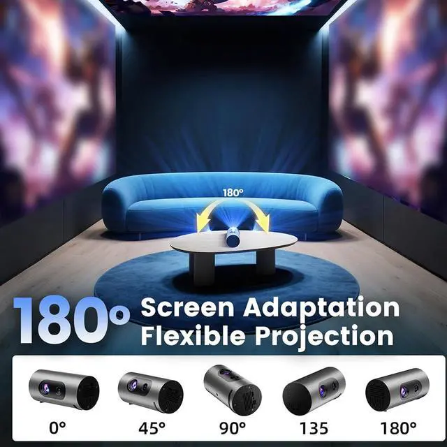 Alt view image 2 of 7 - GOWENIC 4K Supported Projector with 180 ANSI Auto Focus 30000H LED 1200:1 Contrast 30-150in Screen for 14 Home Theater (Silver)