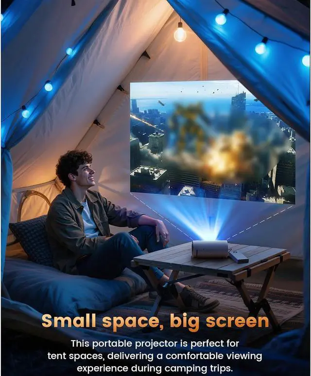 Alt view image 4 of 7 - GOWENIC 4K Supported Projector with 180 ANSI Auto Focus 30000H LED 1200:1 Contrast 30-150in Screen for 14 Home Theater (Silver)