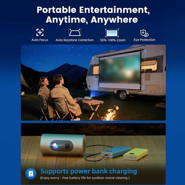 Alt view image 5 of 7 - GOWENIC 4K Supported Projector with 180 ANSI Auto Focus 30000H LED 1200:1 Contrast 30-150in Screen for 14 Home Theater (Silver)