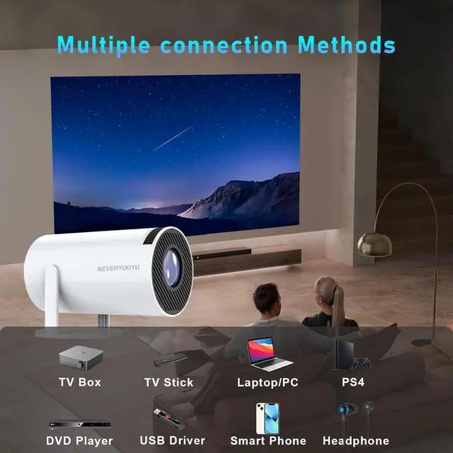 Alt view image 7 of 7 - Arcade Vision game projector with controllers, Gaming Video 2-IN-1 4K Projector Built in 30,000+ Retro Games Gifts for Men/Teens/Kids