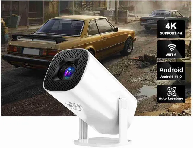 Alt view image 2 of 7 - Fafeicy 180 Rotatable Projector 720P WiFi 6 BT5.4 11 4K Decoding with 100 inch Display Same Screen for Indoor Outdoor Game Movie (US Plug)