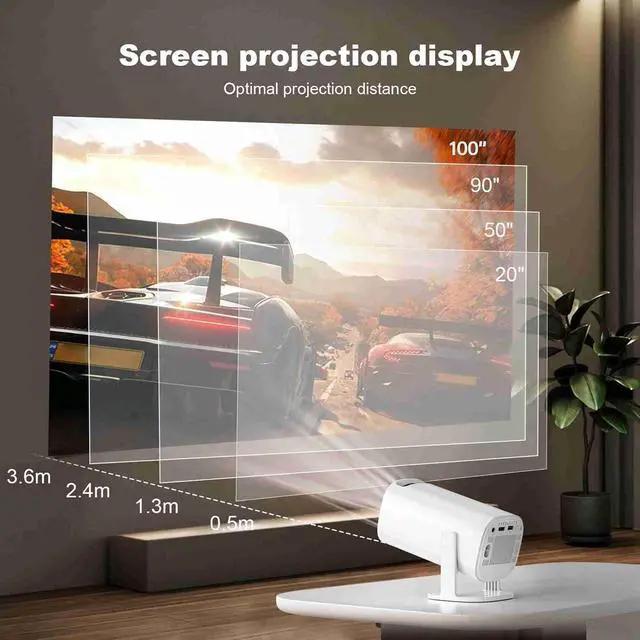 Alt view image 5 of 7 - Fafeicy 180 Rotatable Projector 720P WiFi 6 BT5.4 11 4K Decoding with 100 inch Display Same Screen for Indoor Outdoor Game Movie (US Plug)