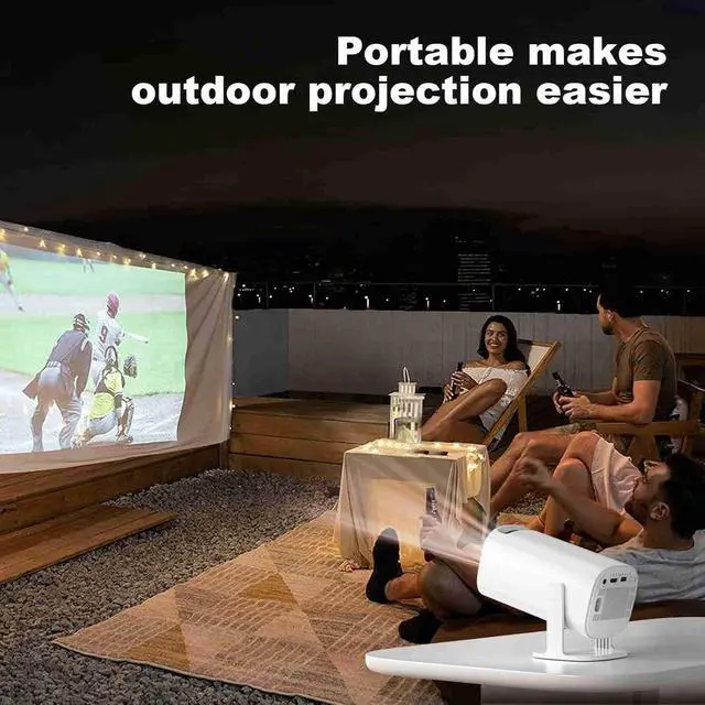 Alt view image 7 of 7 - Fafeicy 180 Rotatable Projector 720P WiFi 6 BT5.4 11 4K Decoding with 100 inch Display Same Screen for Indoor Outdoor Game Movie (US Plug)