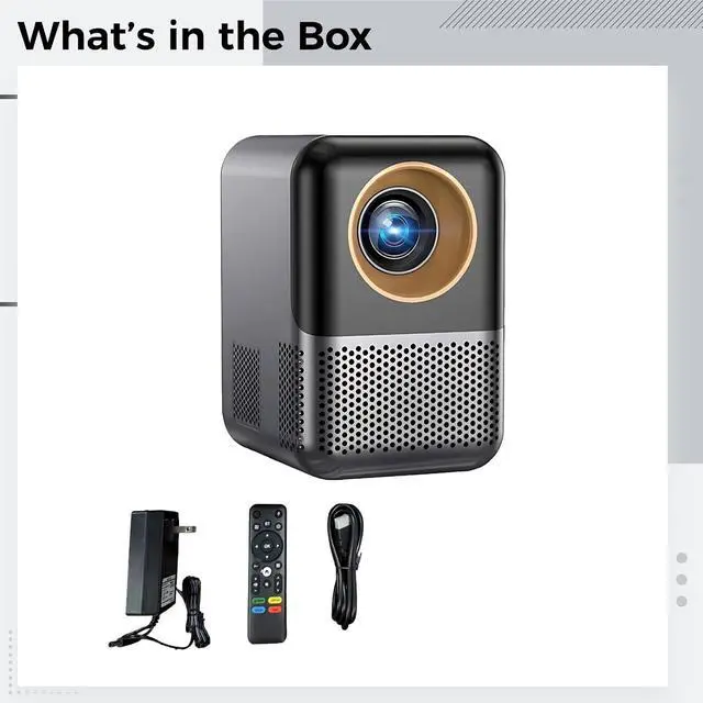 Alt view image 2 of 5 - Mini Portable Projector, 1080P High Definition, Wireless Smartphone WiFi, Android 12 OS, Enhanced Brightness, Cooling System, Home Theater Compatible, US Plug, White