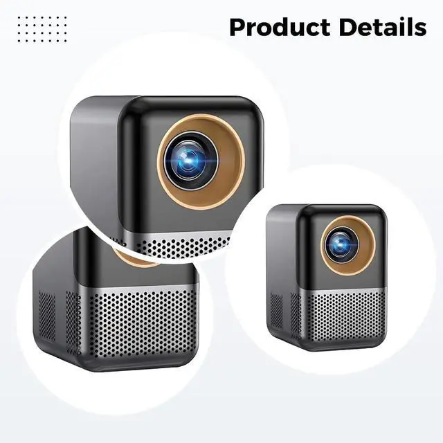 Alt view image 5 of 5 - Mini Portable Projector, 1080P High Definition, Wireless Smartphone WiFi, Android 12 OS, Enhanced Brightness, Cooling System, Home Theater Compatible, US Plug, White