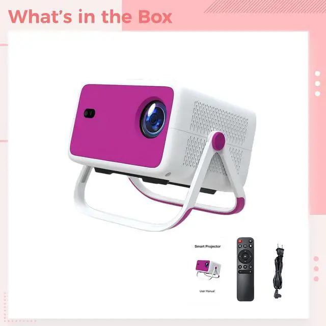 Alt view image 2 of 5 - 4K Projector, Native 1080P Mini WiFi Wireless Portable Projector with Android System, Auto Keystone and Zoom, 180° Stand, FCC/CE/ROHS Certified, 8.3 x 6 x 7.4 In