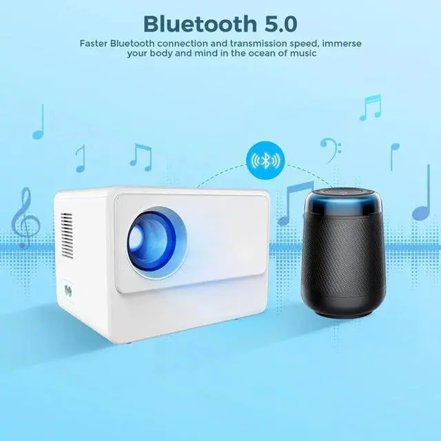 Alt view image 3 of 6 - Projector Portable Projectors Port 5G Samrt TV Support 1080P Video Home Cinema Theater