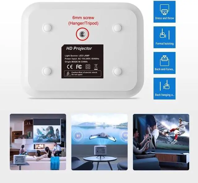 Alt view image 7 of 7 - Mini Projector for 1080P 4K Video 5G Android Portable Home Theater Cinema Beamer