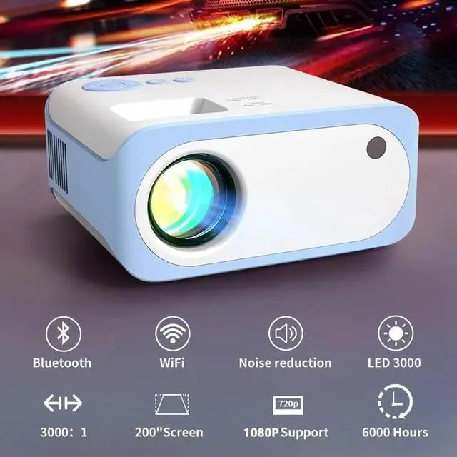 Alt view image 2 of 7 - Projector Mini Portable Smart Home Native Support 4K Projectors for Mobile Phone with LCD