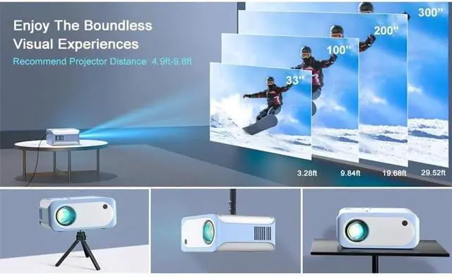 Alt view image 6 of 7 - Projector Mini Portable Smart Home Native Support 4K Projectors for Mobile Phone with LCD