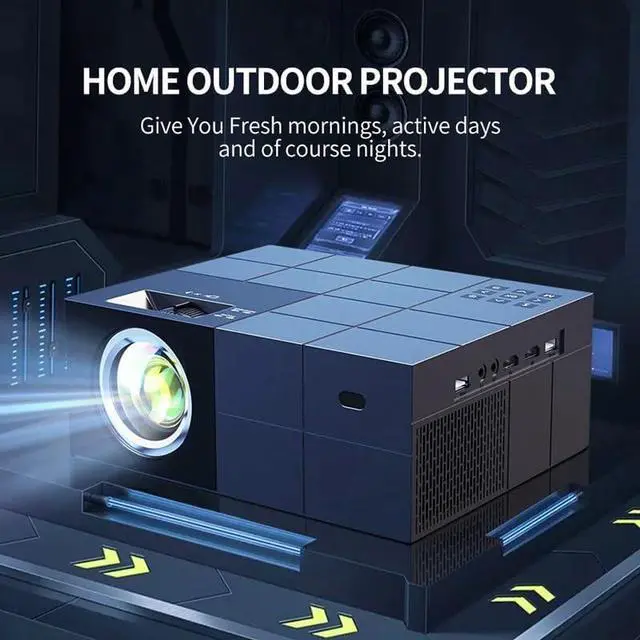 Alt view image 3 of 6 - Projector 1080 Outdoor Movies Support 4K 5G Sync Phone Screen Convenient Black