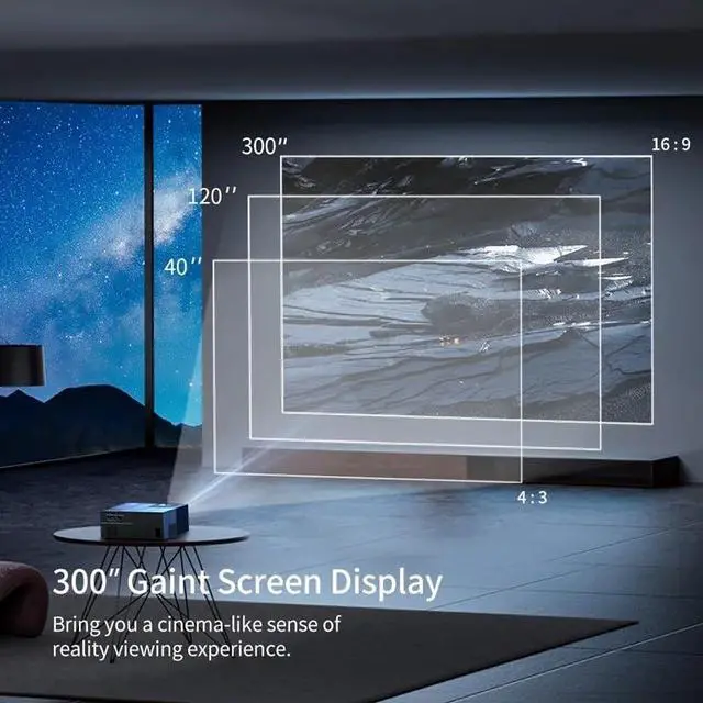 Alt view image 4 of 6 - Projector 1080 Outdoor Movies Support 4K 5G Sync Phone Screen Convenient Black